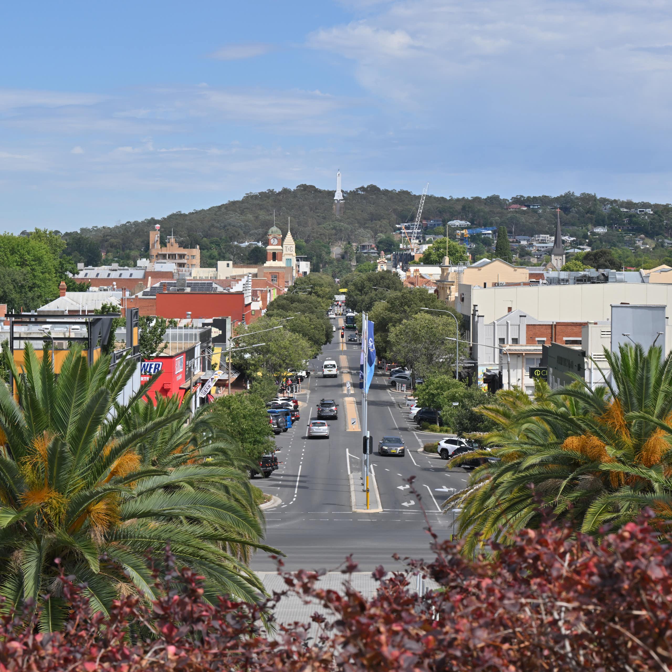 Looking down over Dean St in Albury, NSW