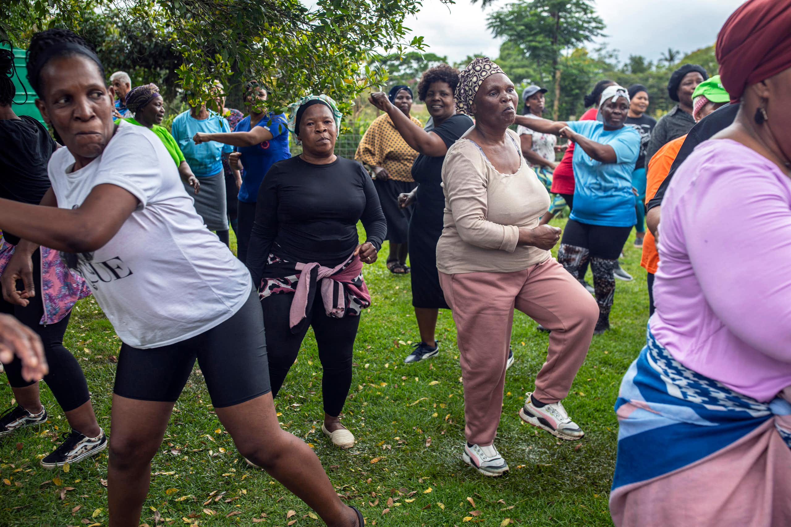 A group of women exercising 