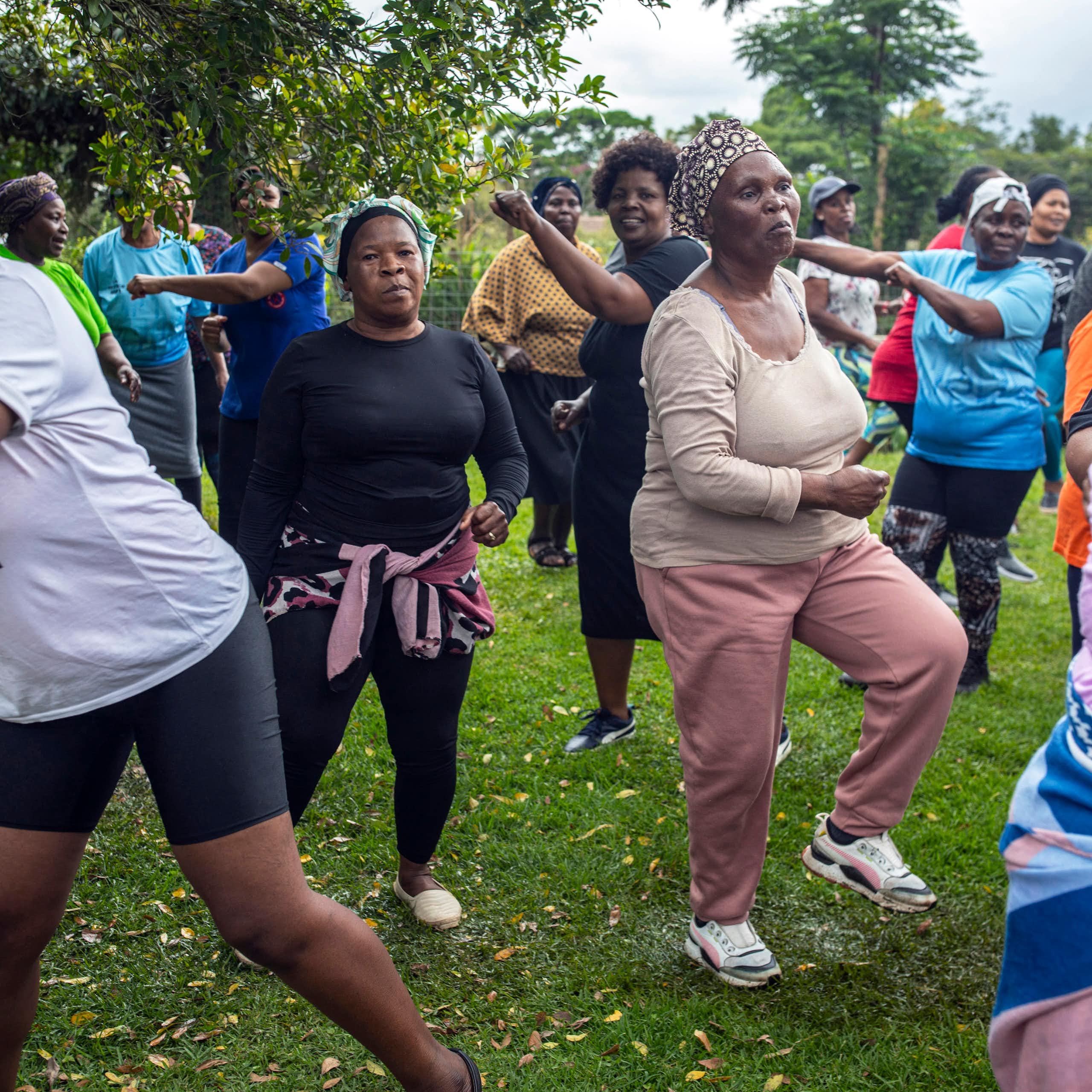 A group of women exercising 