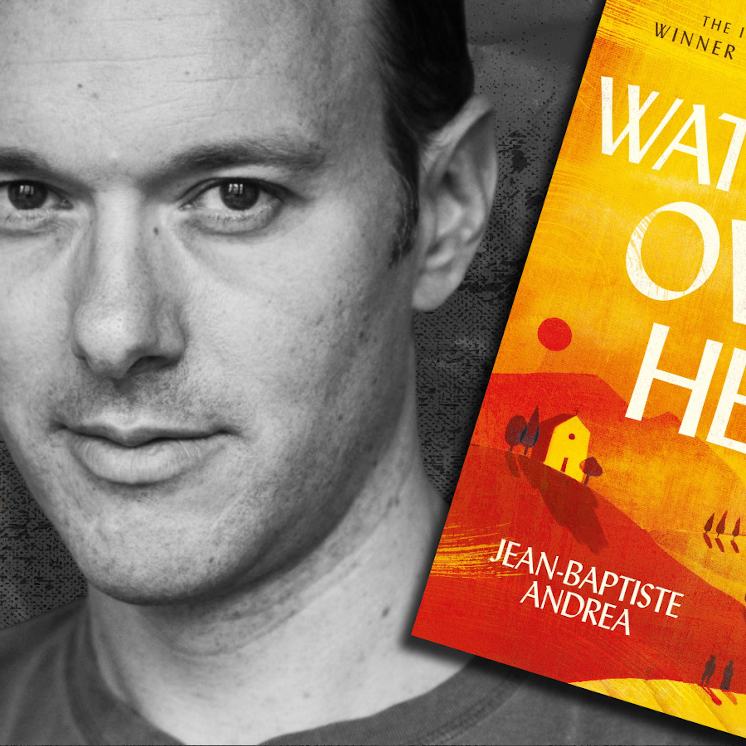 a smiling man and a book cover